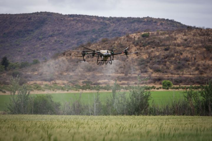 Drone agrícola en campo